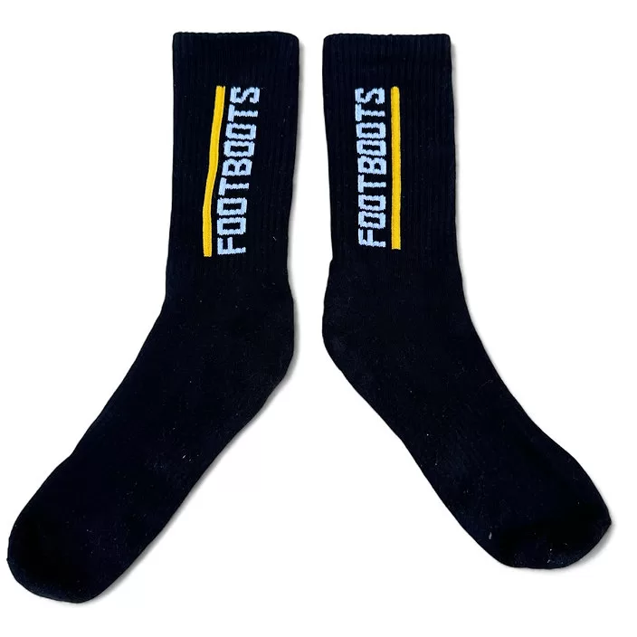 イエローライン ソックス ブラック / ホワイト